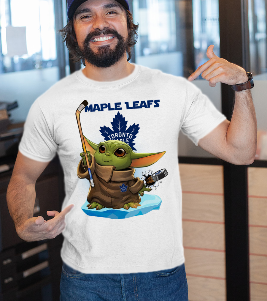 Baby Yoda Toronto Maple Leafs Hockey Fan T-Shirt