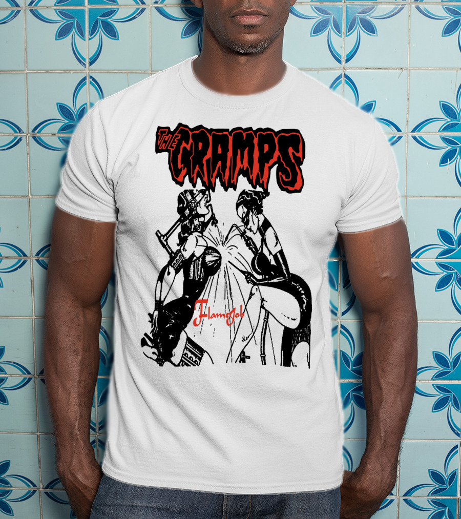 The Cramps Flamejob Artwork Kneeling Figures T-Shirt