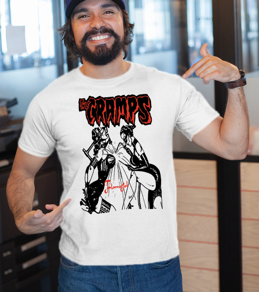 The Cramps Flamejob Artwork Kneeling Figures T-Shirt