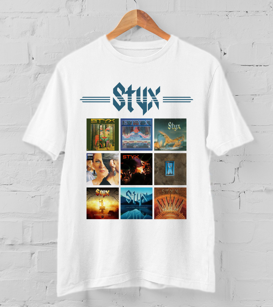 Styx Album Covers Compilation Featuring Iconic Band Art T-Shirt