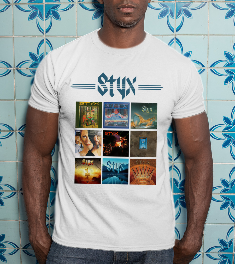 Styx Album Covers Compilation Featuring Iconic Band Art T-Shirt