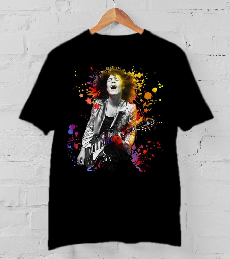 Vibrant Rock Guitarist With Colorful Splash T-Shirt