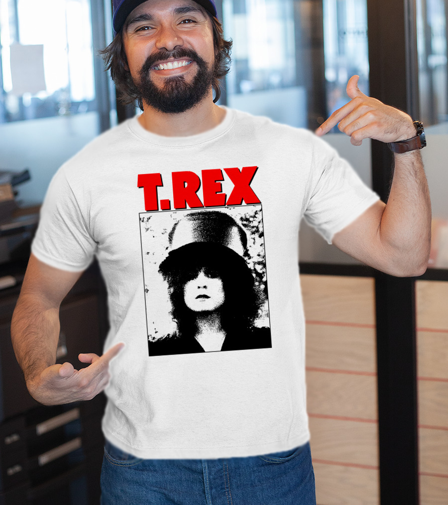 T. Rex Iconic Red Text With Black And White T-Shirt