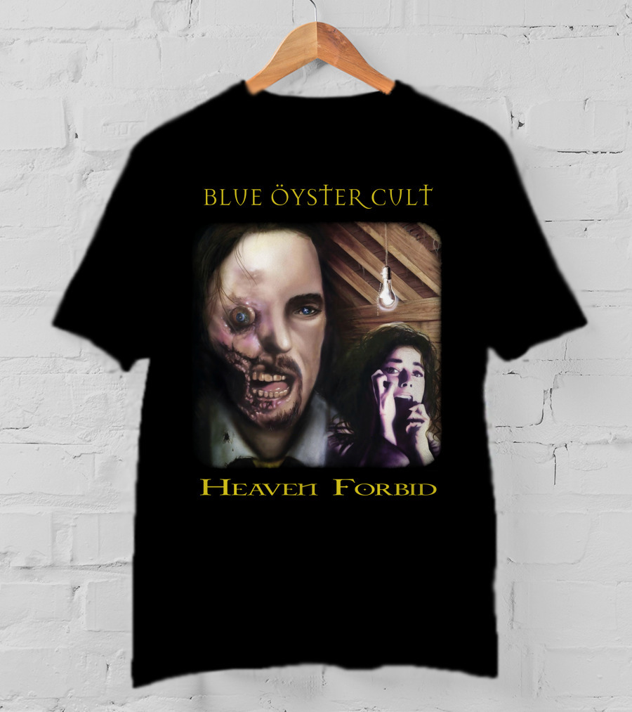 Blue Öyster Cult Heaven Forbid Creepy Portrait With Light Bulb And Distressed Expressions T-Shirt