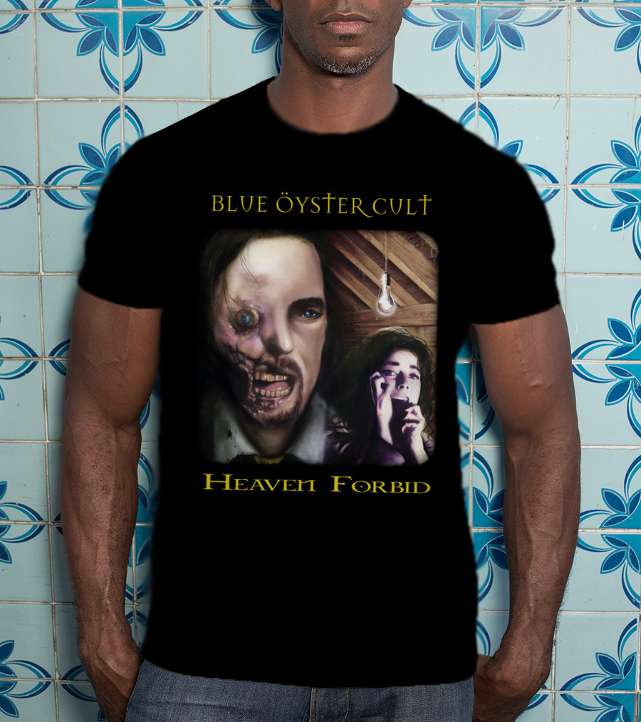 Blue Öyster Cult Heaven Forbid Creepy Portrait With Light Bulb And Distressed Expressions T-Shirt