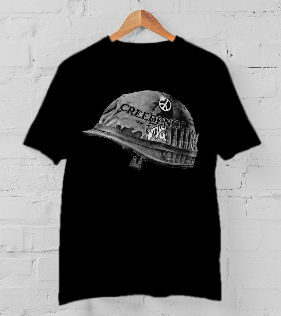 Creedence Clearwater Revival Suzie Q Helmet With Peace Sign And Bullet Band T-Shirt