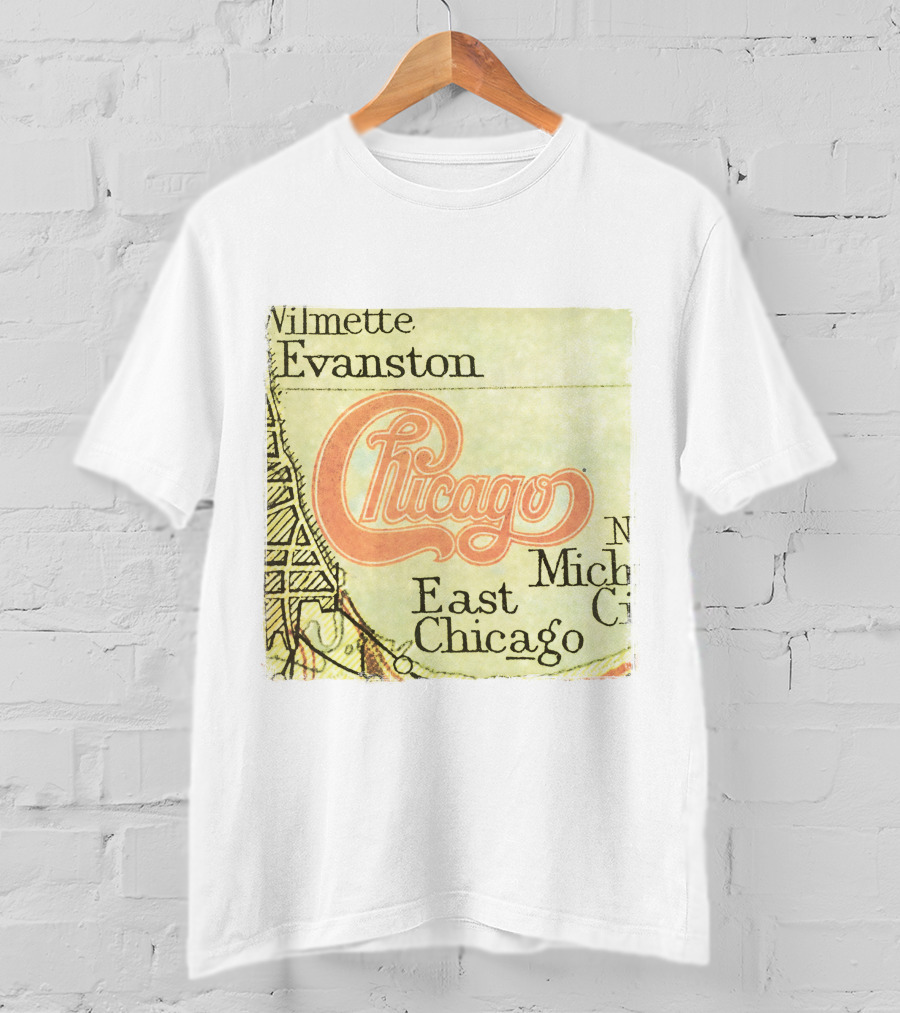 Chicago Map With Wilmette Evanston East Chicago T-Shirt