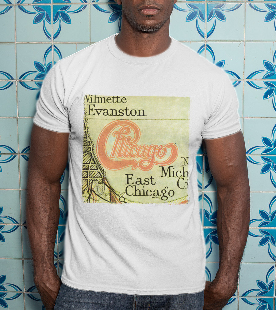 Chicago Map With Wilmette Evanston East Chicago T-Shirt