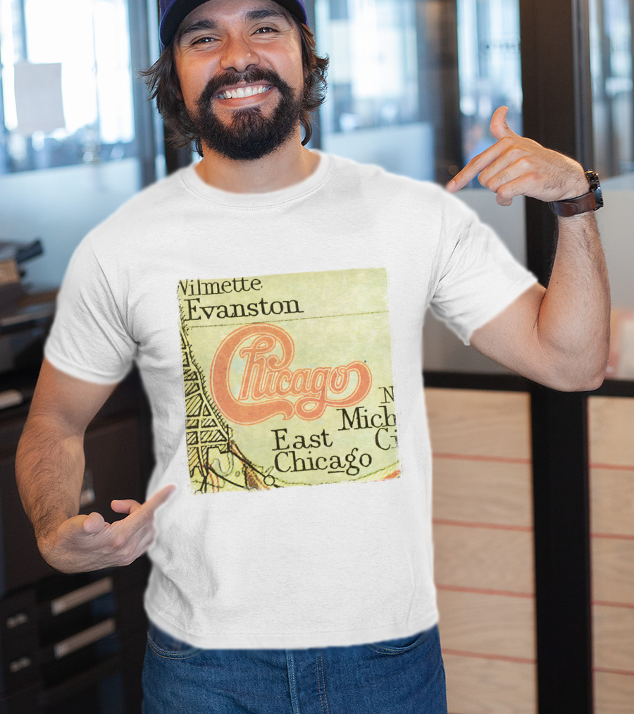 Chicago Map With Wilmette Evanston East Chicago T-Shirt