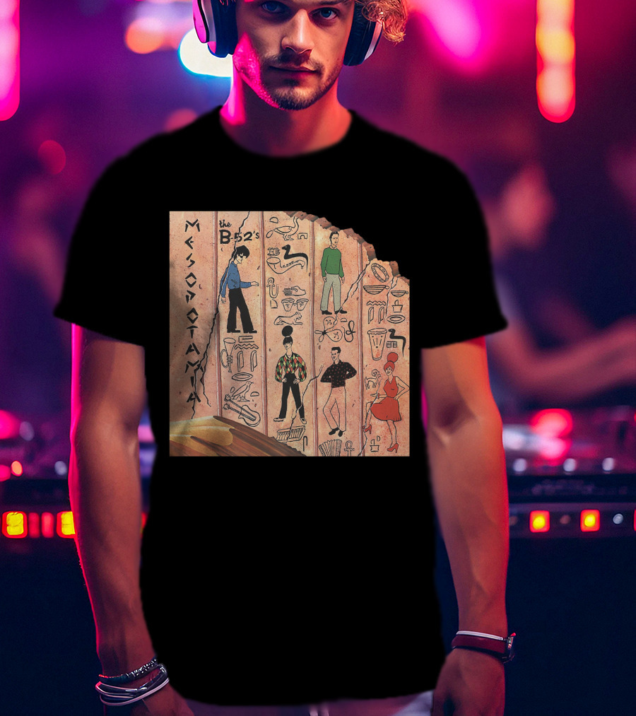 The B-52'S Mesopotamia Album Art With Band Members And Hieroglyphics T-Shirt
