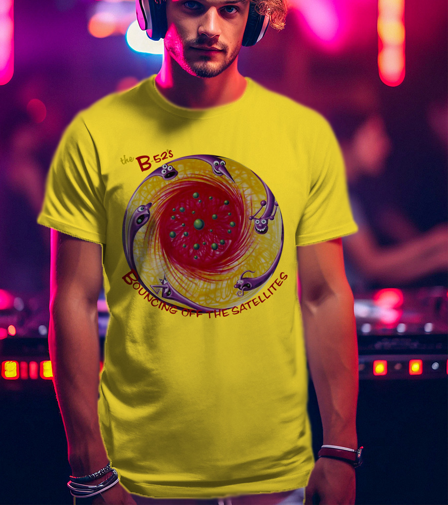The B52'S Bouncing Off The Satellites Alien Cartoon Orbit T-Shirt