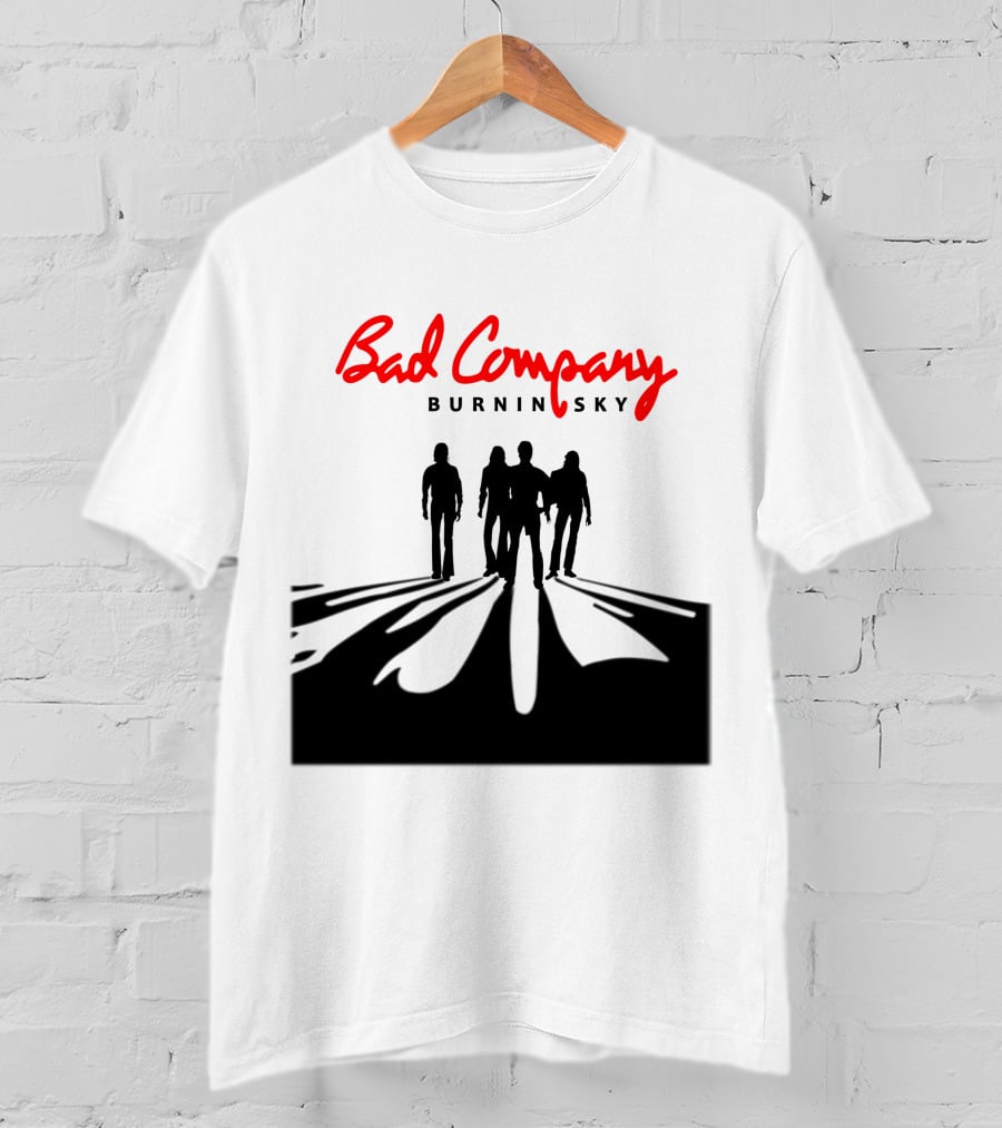 Bad Company Burnin' Sky Silhouette Walking Down Road T-Shirt
