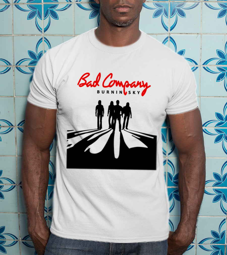 Bad Company Burnin' Sky Silhouette Walking Down Road T-Shirt