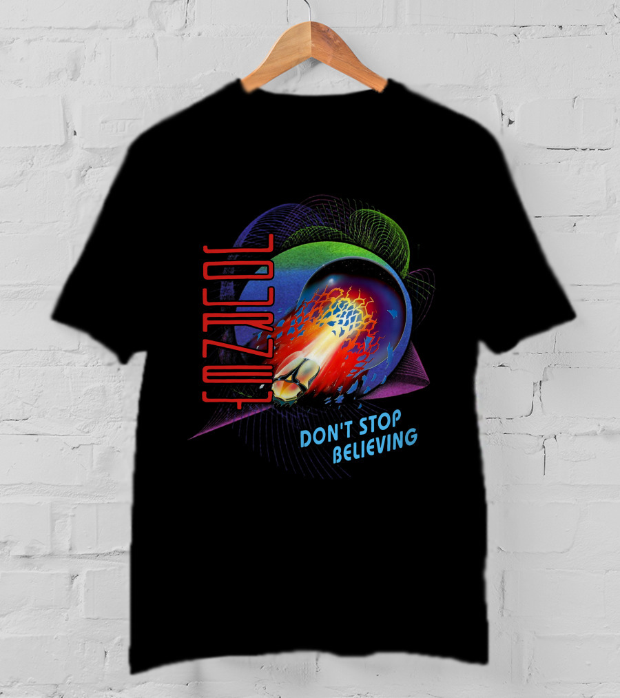 Journey Don't Stop Believing Neon Retro Abstract Sphere And Fireball T-Shirt