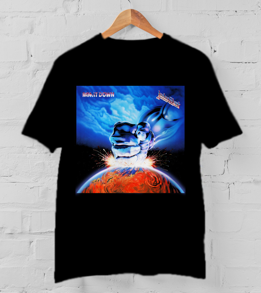 Judas Priest Ram It Down Album Art Fist And Lightning T-Shirt