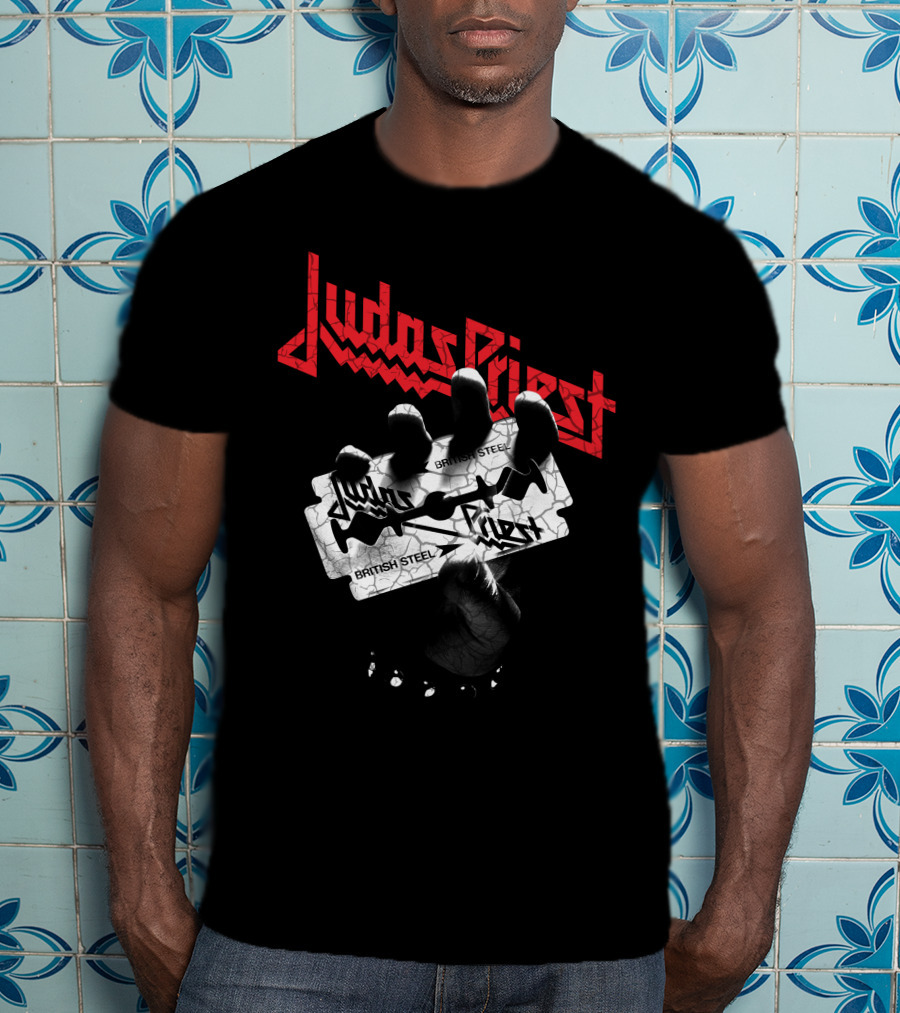 Judas Priest British Steel Razor Blade And Fist T-Shirt