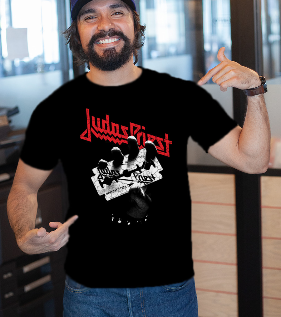 Judas Priest British Steel Razor Blade And Fist T-Shirt