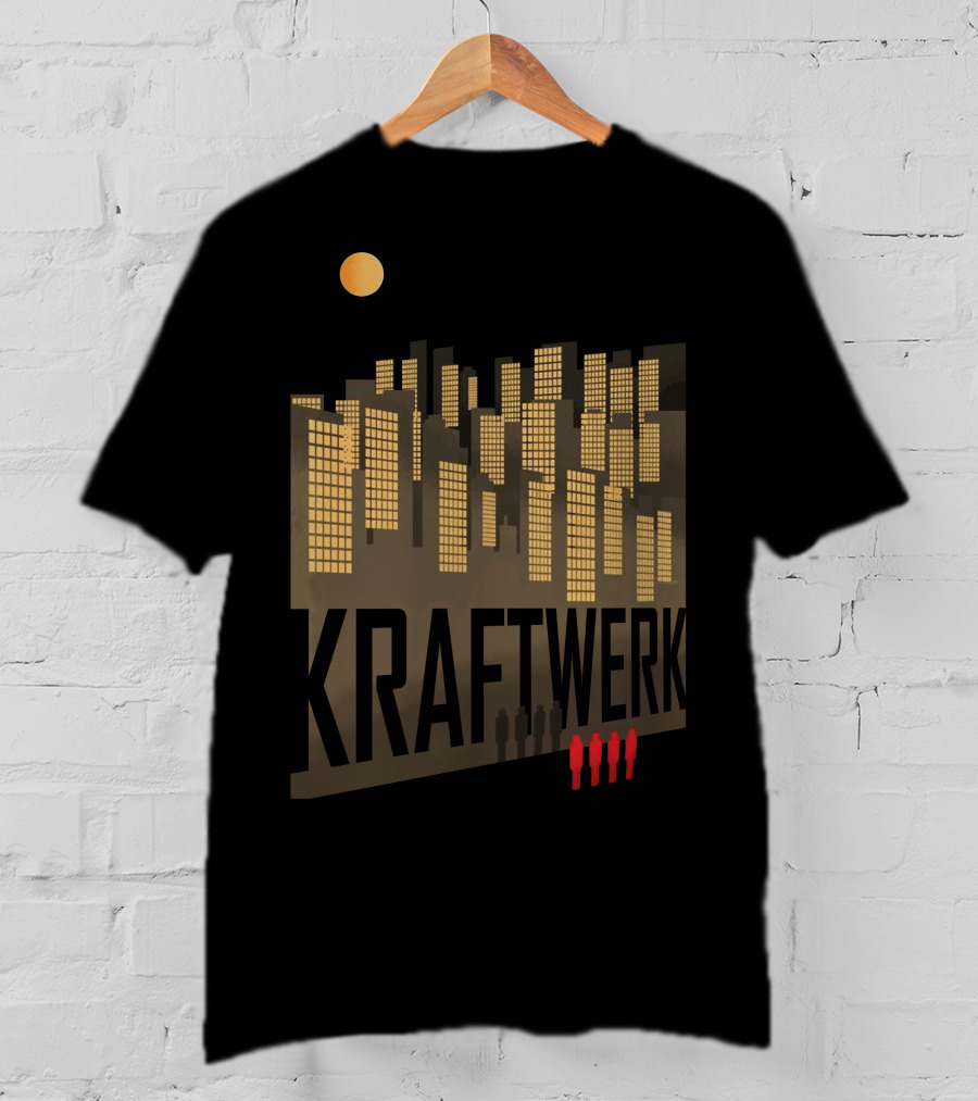 Kraftwerk Illuminated City Skyline With Silhouetted Figures T-Shirt