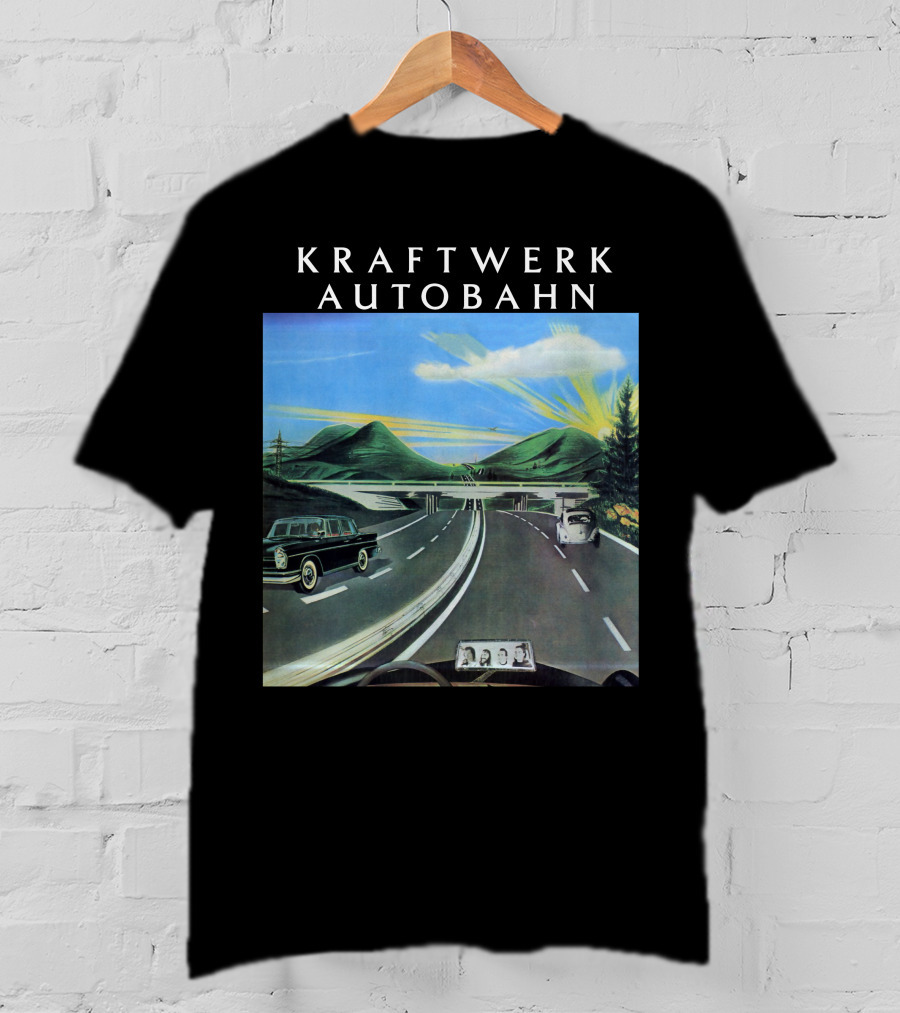 Kraftwerk Autobahn Scenic Highway Journey With Classic Cars And Mountains T-Shirt