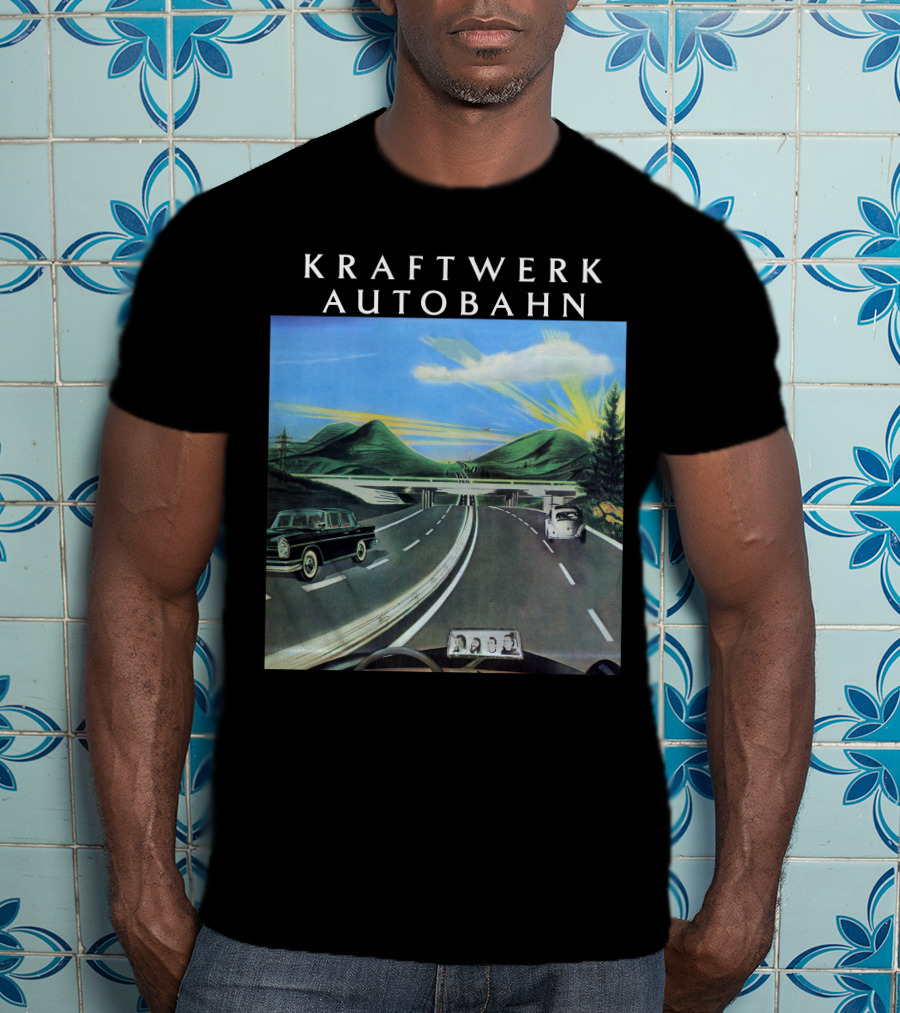 Kraftwerk Autobahn Scenic Highway Journey With Classic Cars And Mountains T-Shirt
