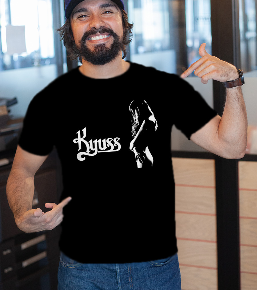 Kyuss Logo With Black And White Figure T-Shirt