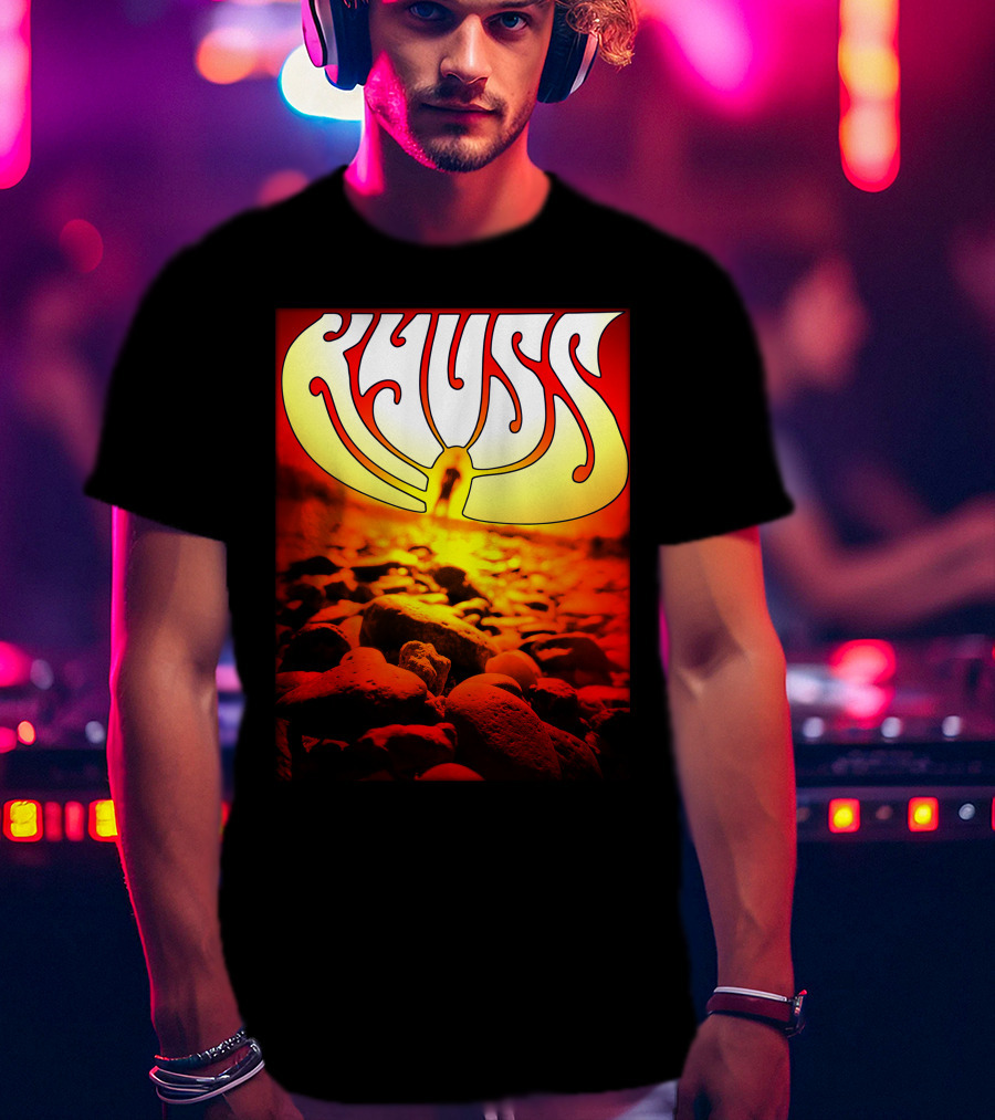 Kyuss Rock Band Logo With Sunset And Stones T-Shirt