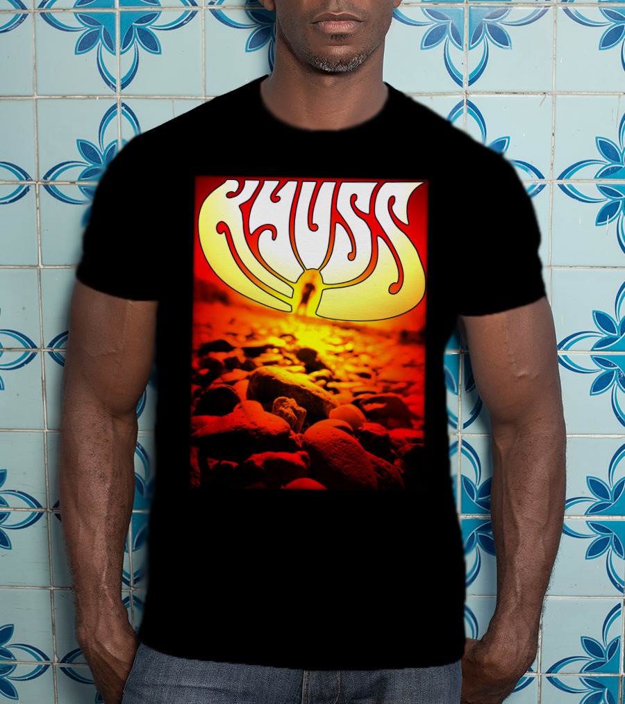 Kyuss Rock Band Logo With Sunset And Stones T-Shirt
