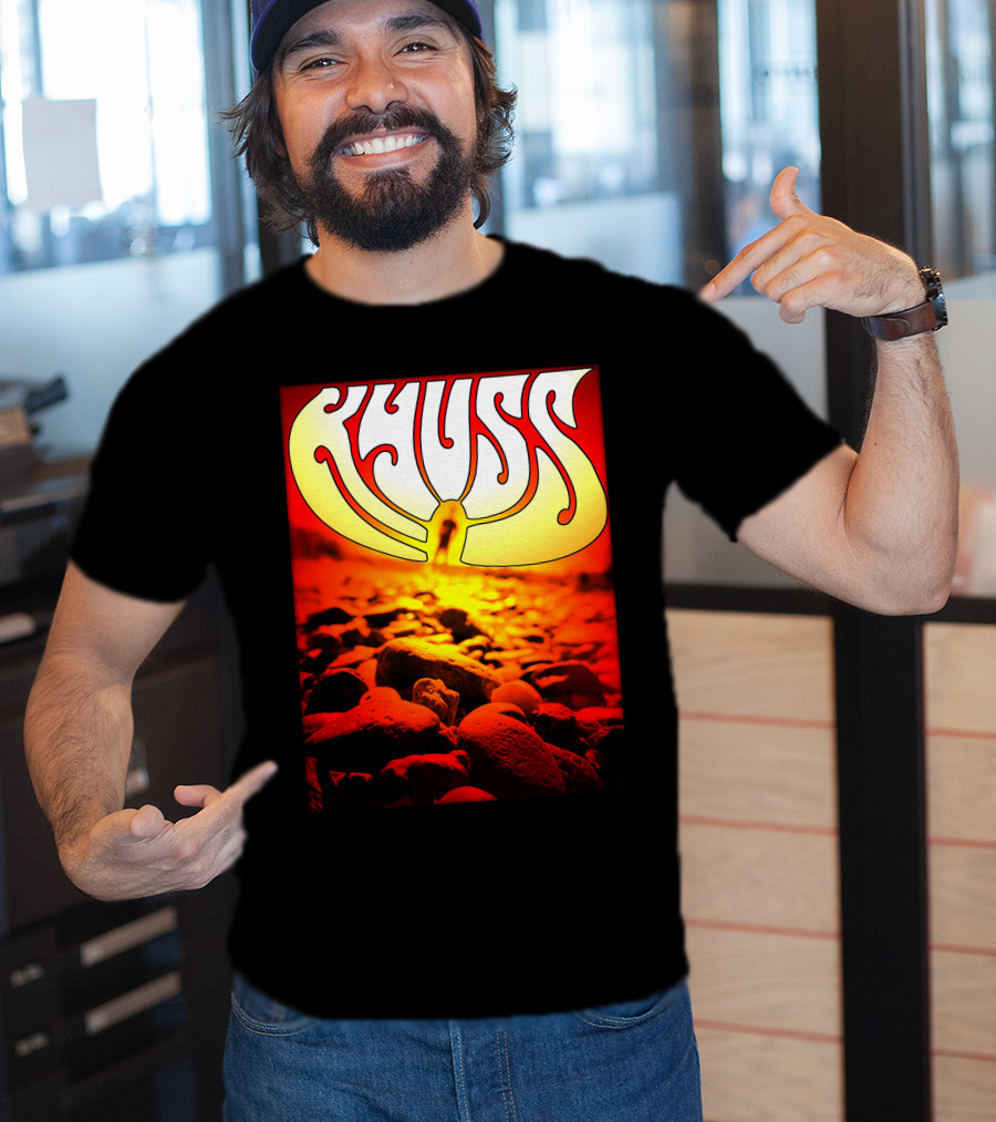 Kyuss Rock Band Logo With Sunset And Stones T-Shirt