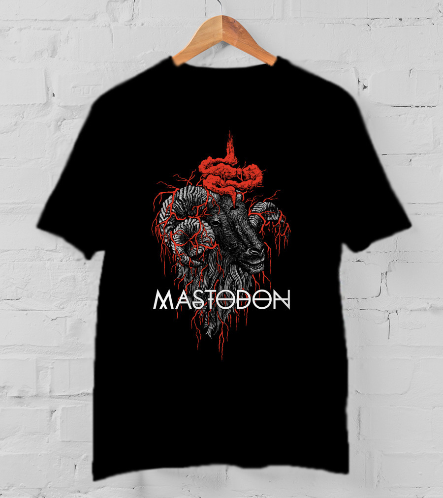 Mastodon Goat Head With Red Brain And Veins T-Shirt