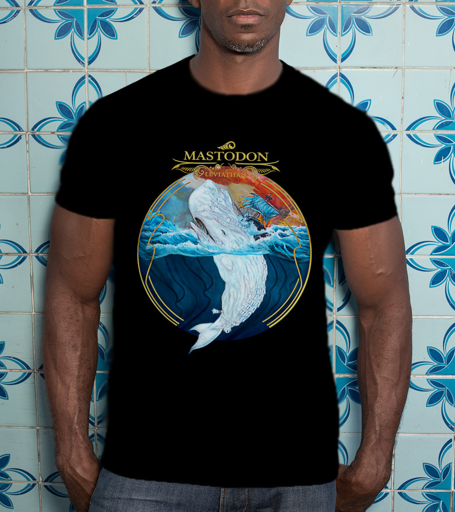 Mastodon Leviathan Moby Dick Whale Sea Battle T-Shirt