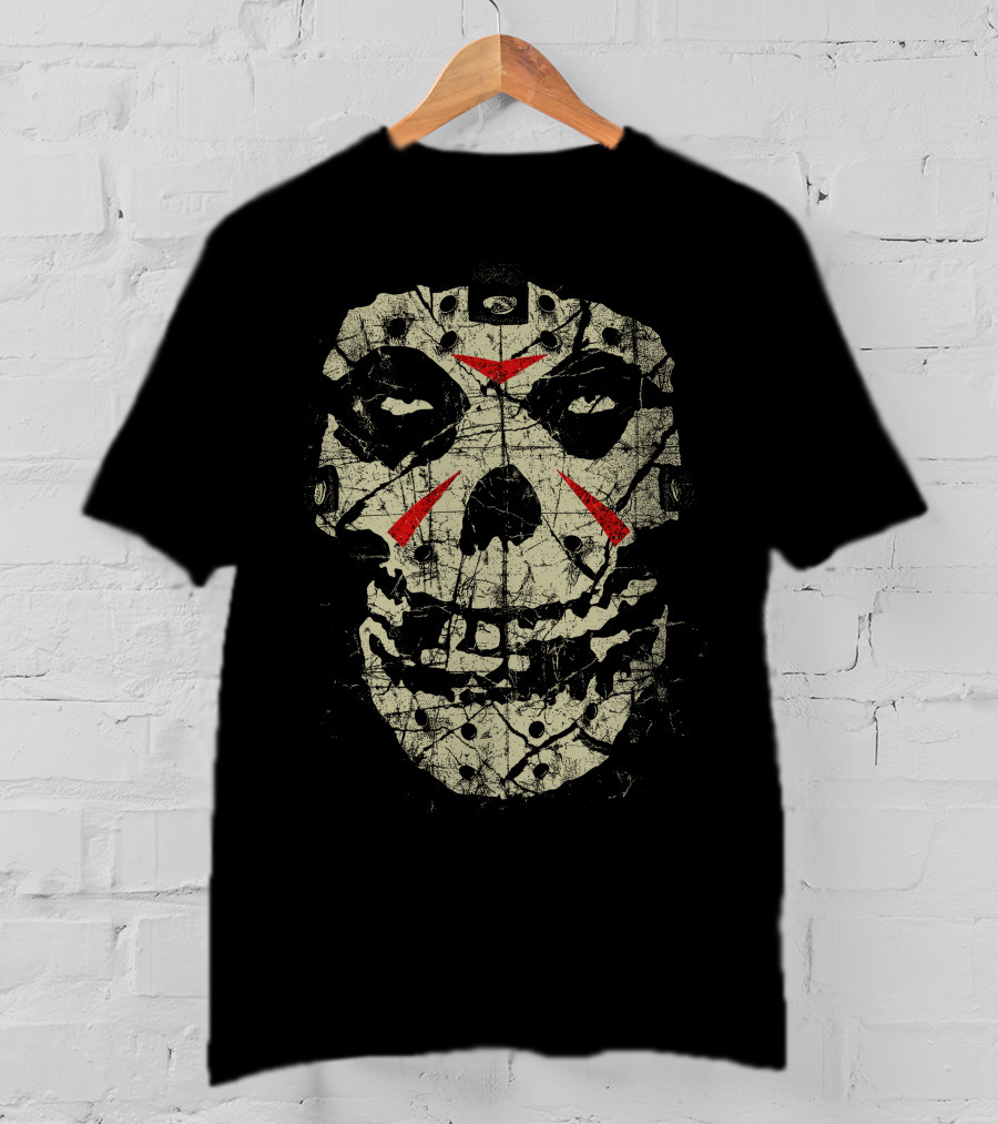 Mft 10 Jason Mask Skeletal Distressed Print T-Shirt