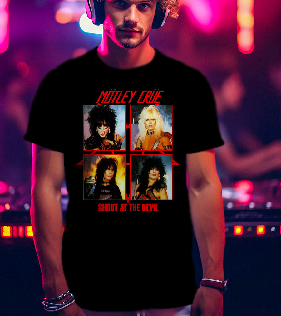 Mötley Crüe Shout At The Devil Album Cover Art Band Members T-Shirt