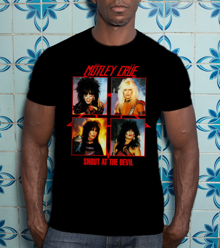 Mötley Crüe Shout At The Devil Album Cover Art Band Members T-Shirt