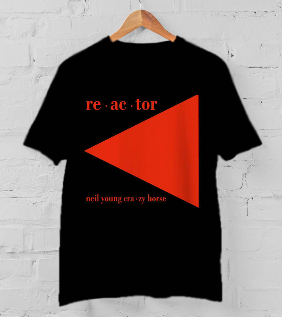 Reactor Neil Young Crazy Horse Red Triangle On Black T-Shirt