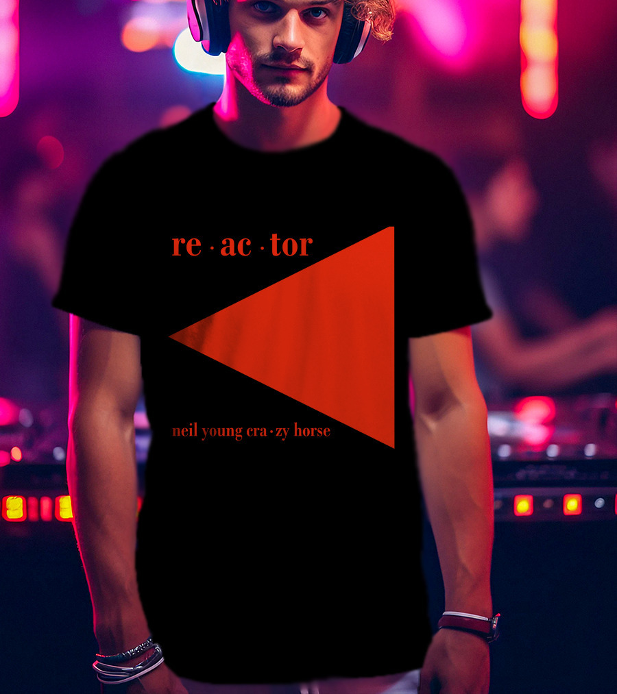 Reactor Neil Young Crazy Horse Red Triangle On Black T-Shirt