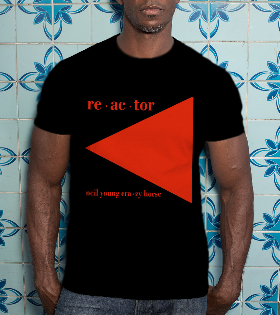 Reactor Neil Young Crazy Horse Red Triangle On Black T-Shirt
