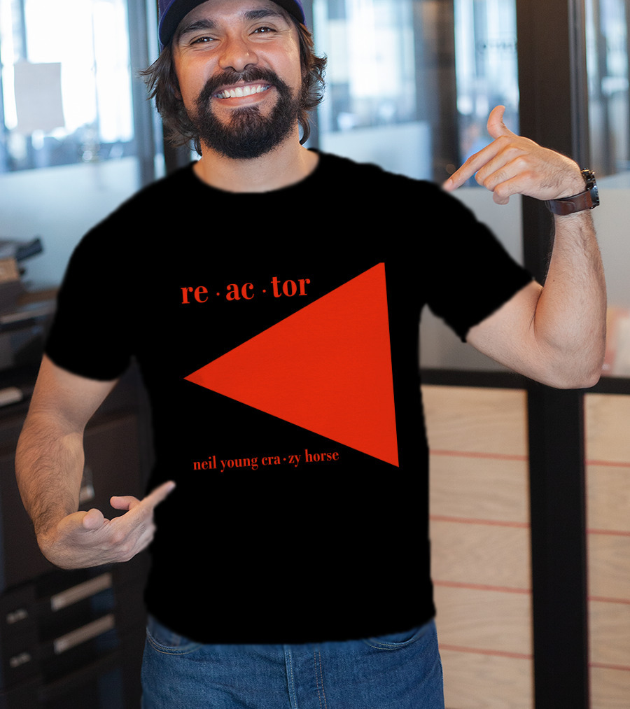 Reactor Neil Young Crazy Horse Red Triangle On Black T-Shirt