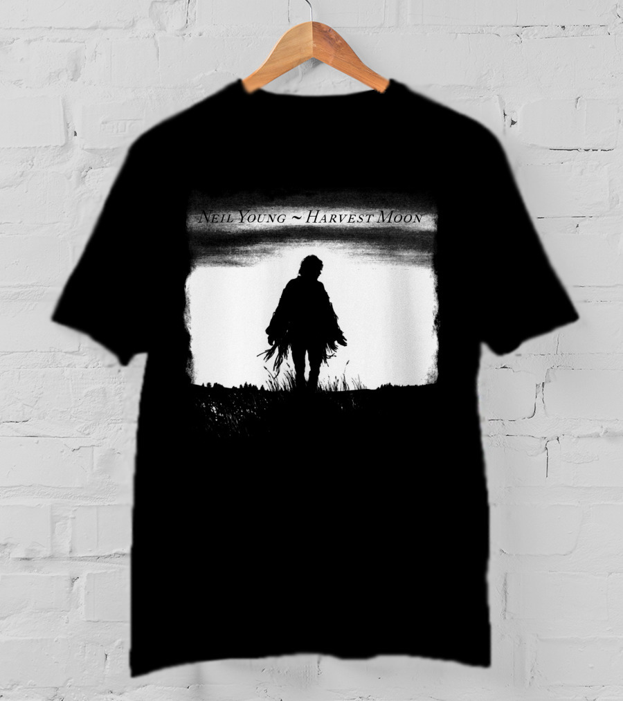 Neil Young Harvest Moon Silhouette Dark Horizon Scene T-Shirt