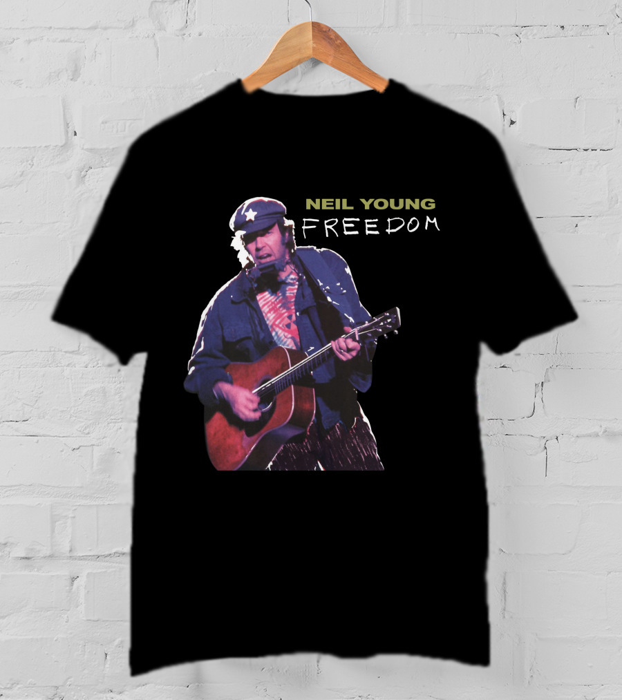 Neil Young Freedom Album Artwork Iconic Musician Performance T-Shirt