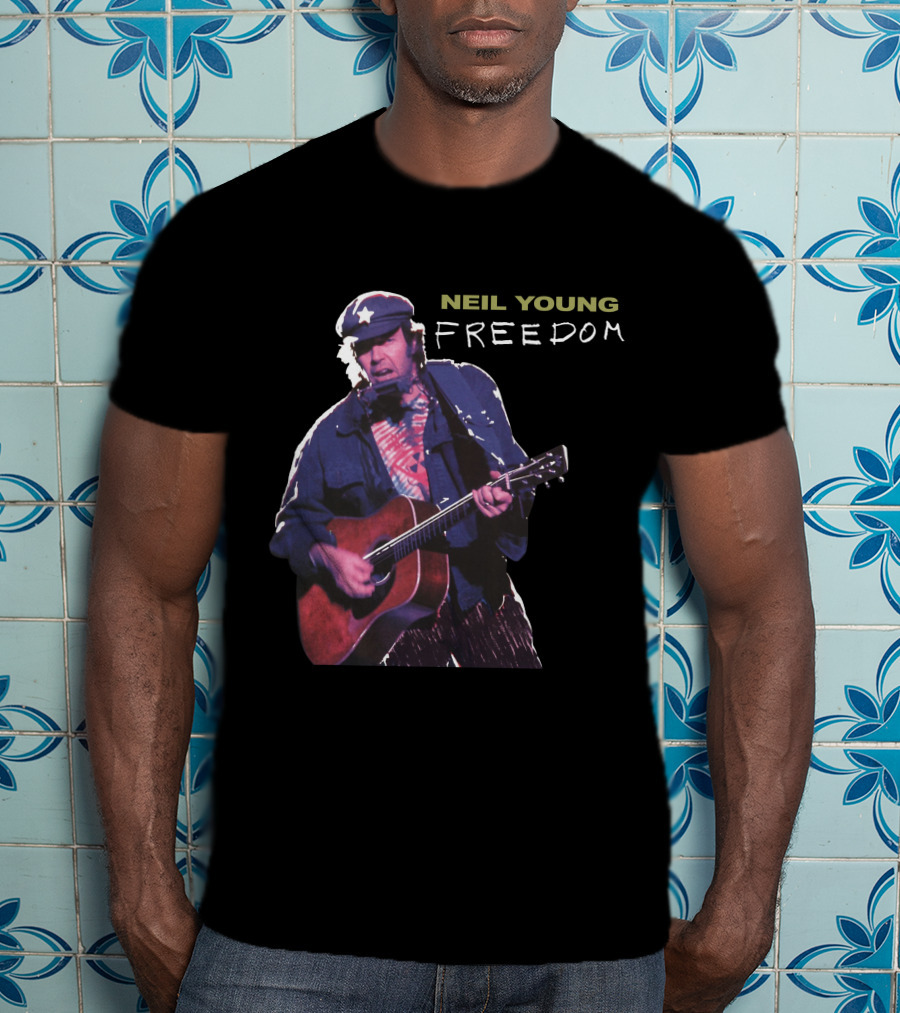 Neil Young Freedom Album Artwork Iconic Musician Performance T-Shirt