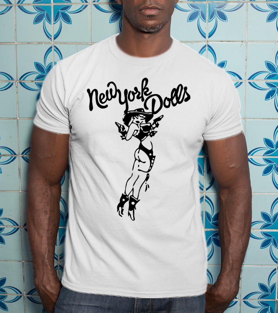 New York Dolls Vintage Logo With Illustrated Character T-Shirt
