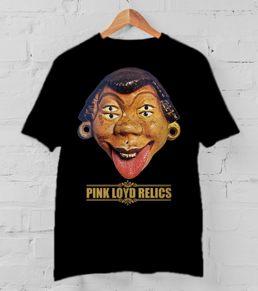 Pink Loyd Relics Four-Eyed Statue Face With Earrings And Tongue Out T-Shirt