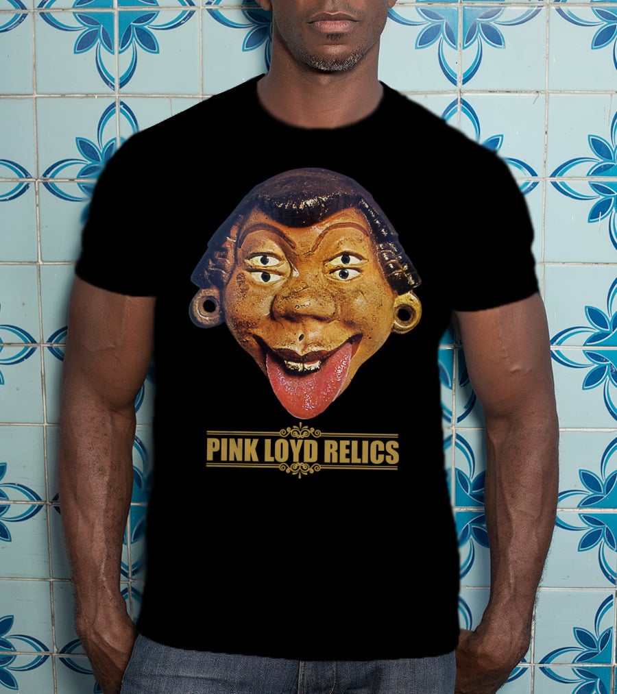 Pink Loyd Relics Four-Eyed Statue Face With Earrings And Tongue Out T-Shirt