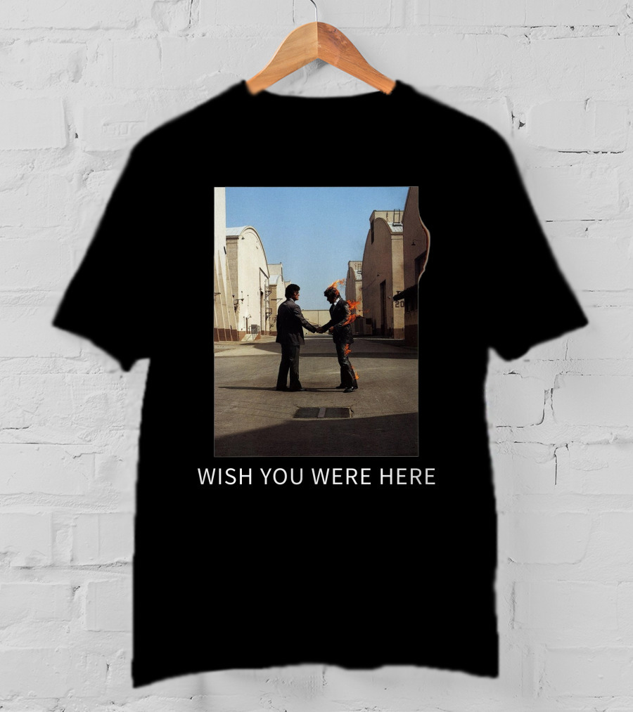 Wish You Were Here Album Cover Iconic Handshake Flame Scene T-Shirt