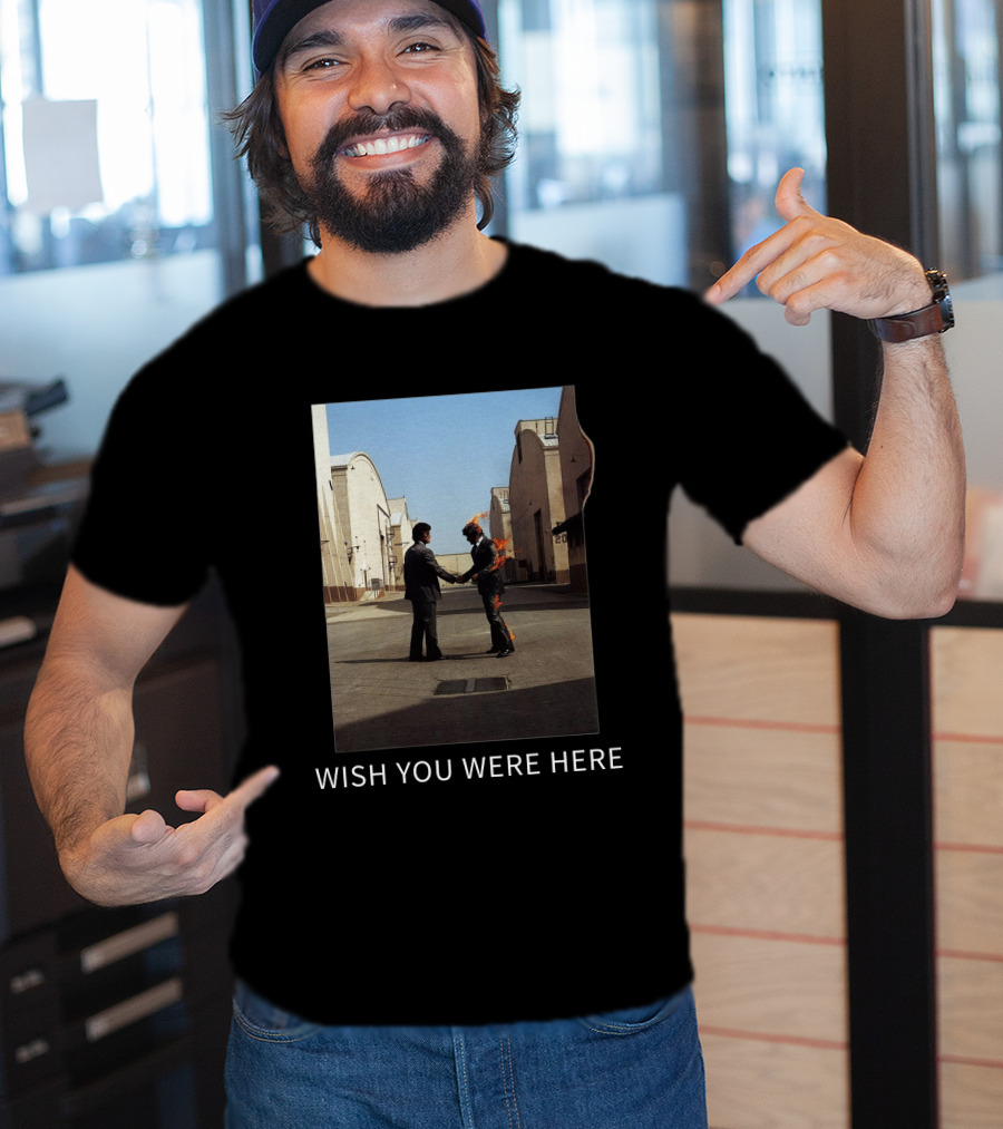 Wish You Were Here Album Cover Iconic Handshake Flame Scene T-Shirt