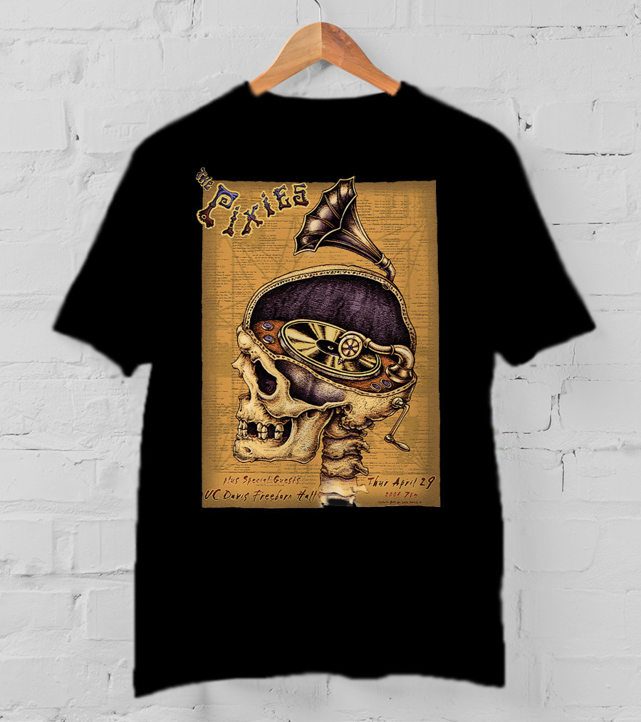 The Pixies Uc Davis Freeborn Hall April 29 Concert Poster Skeleton Phonograph T-Shirt