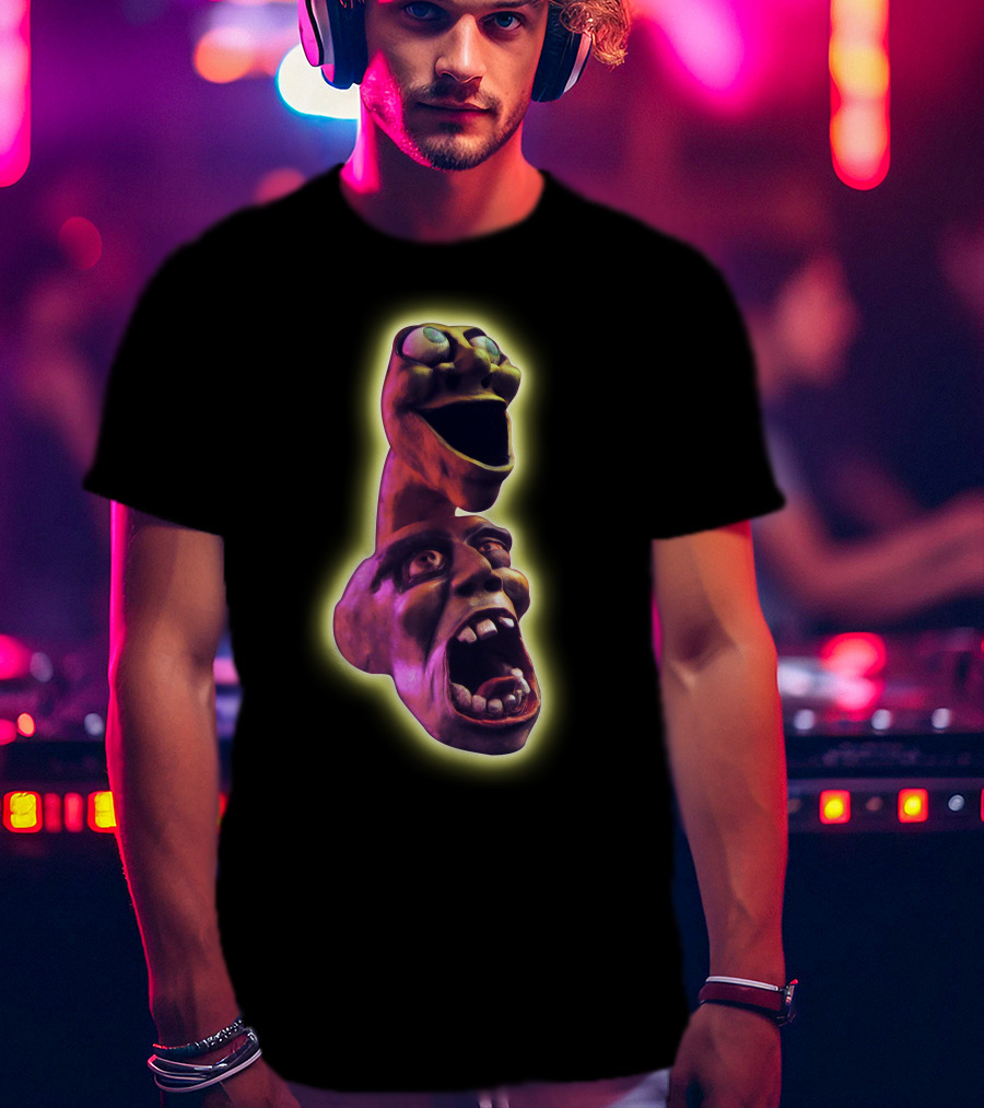 Distorted Screaming Faces Neon Glow T-Shirt