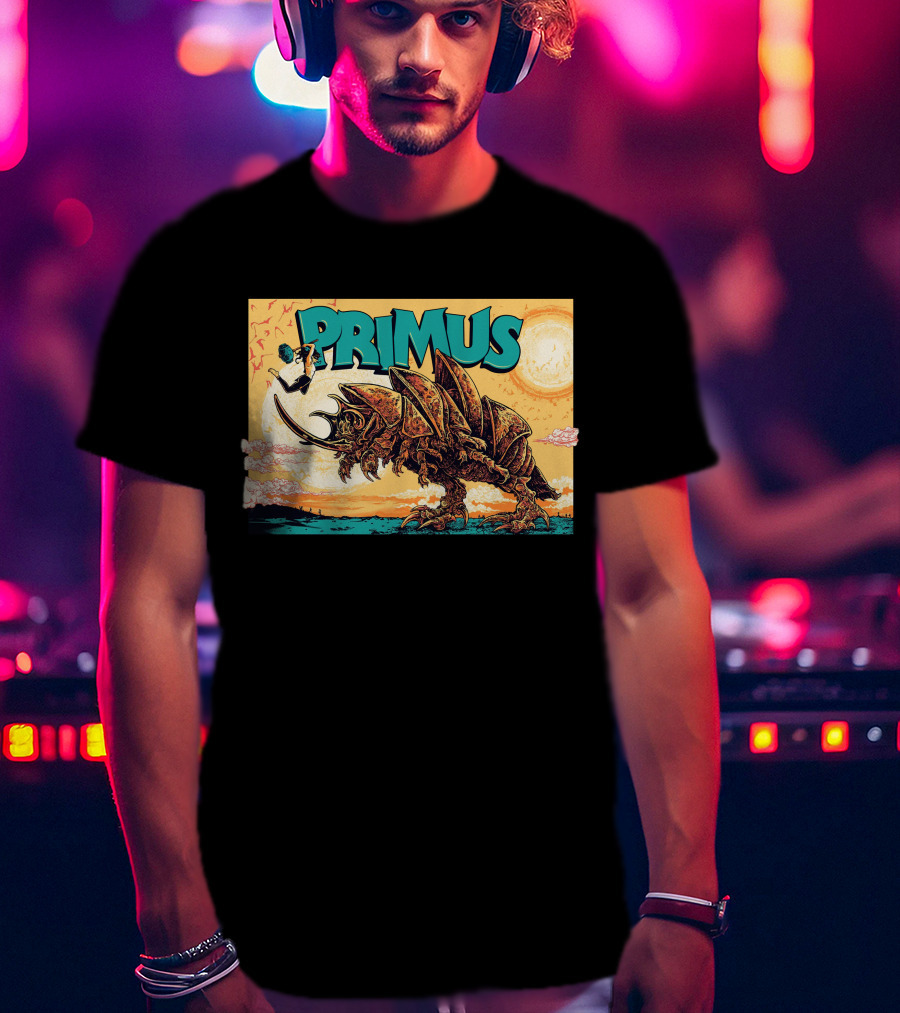 Primus Giant Insect Soldier With Suitcase Walking Into Sun T-Shirt