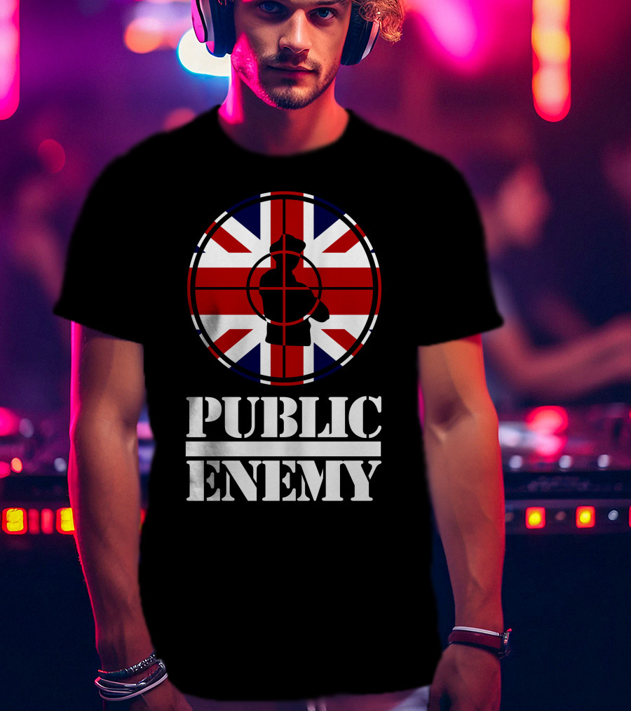 Public Enemy Target Silhouette Uk Flag T-Shirt