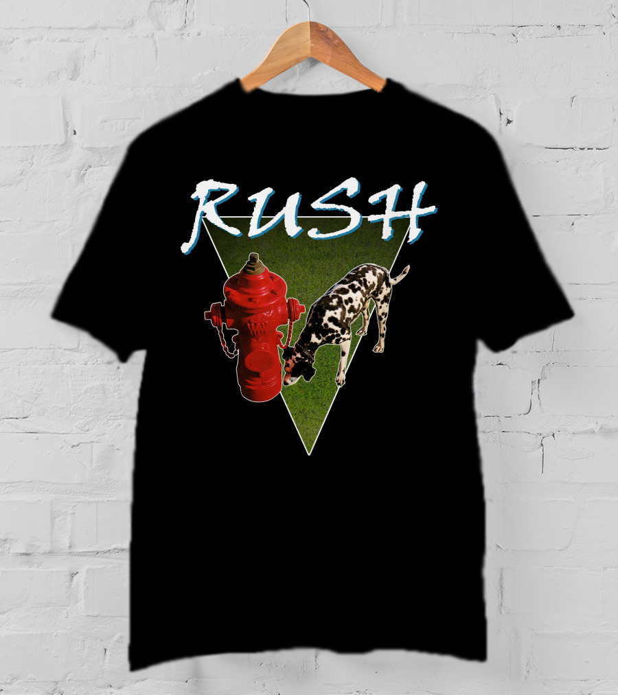 Rush Red Fire Hydrant Dalmatian Triangle T-Shirt
